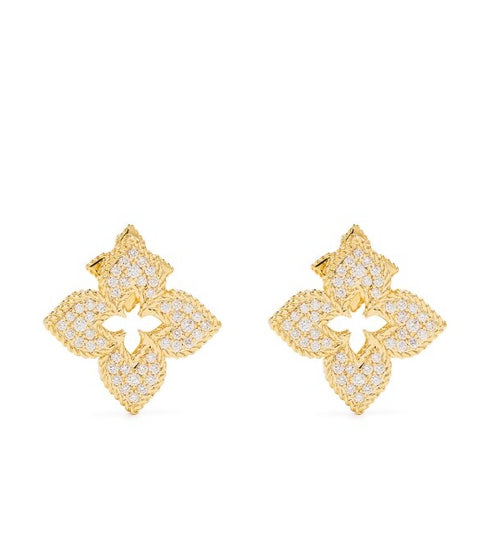 arete Princesa veneciana en oro amarillo de 18kt con diamantes